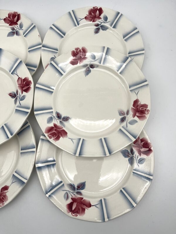 Assiette plate Printemps Digoin Sarreguemines décor gris et bordeaux – Image 4