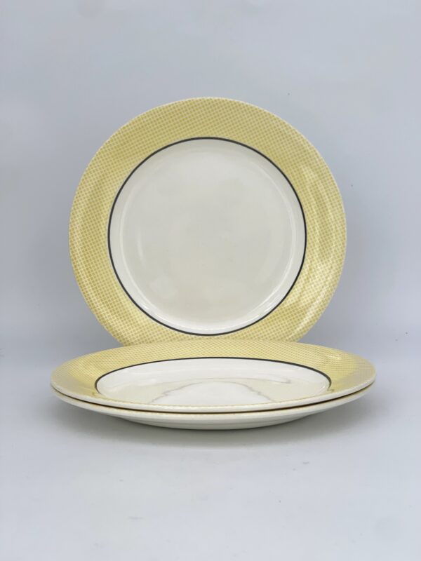 Assiette plate Menton Salins décor vichy jaune