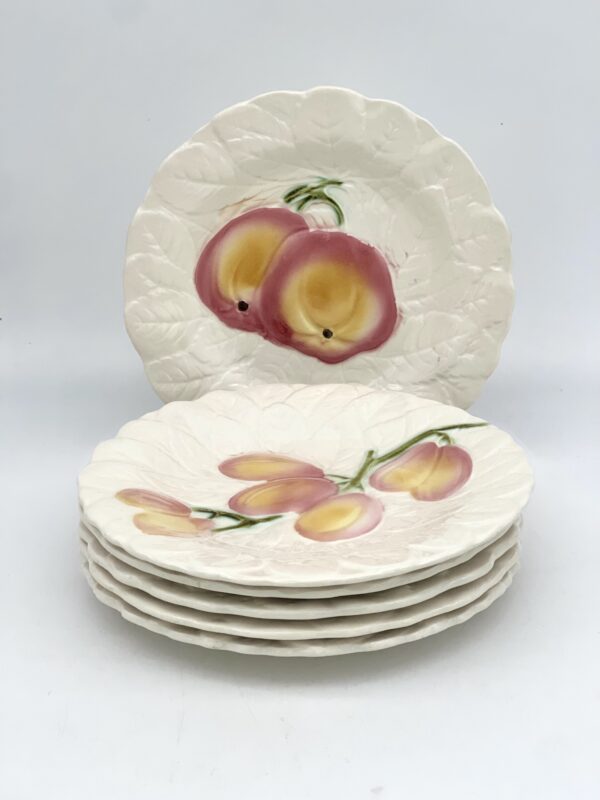 Lot de 6 assiettes à dessert en barbotine Sarreguemines décor fruits – Image 2