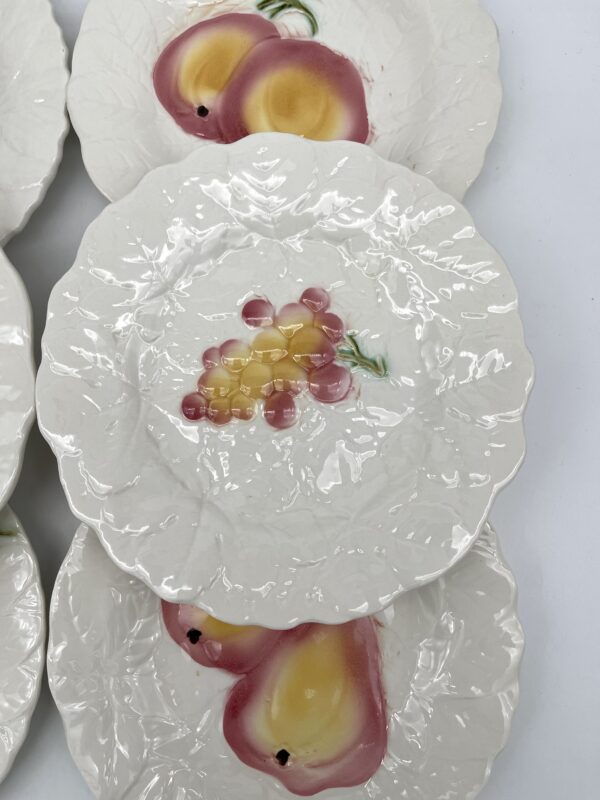 Lot de 6 assiettes à dessert en barbotine Sarreguemines décor fruits – Image 5