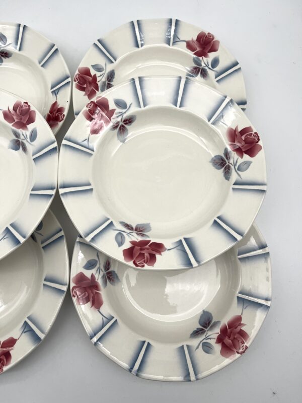 Assiette creuse Printemps Digoin Sarreguemines décor gris et bordeaux – Image 5