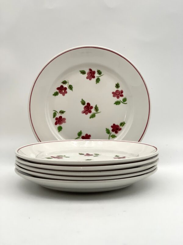 Assiette plate Rosine Lunéville décor petite fleurs bordeaux