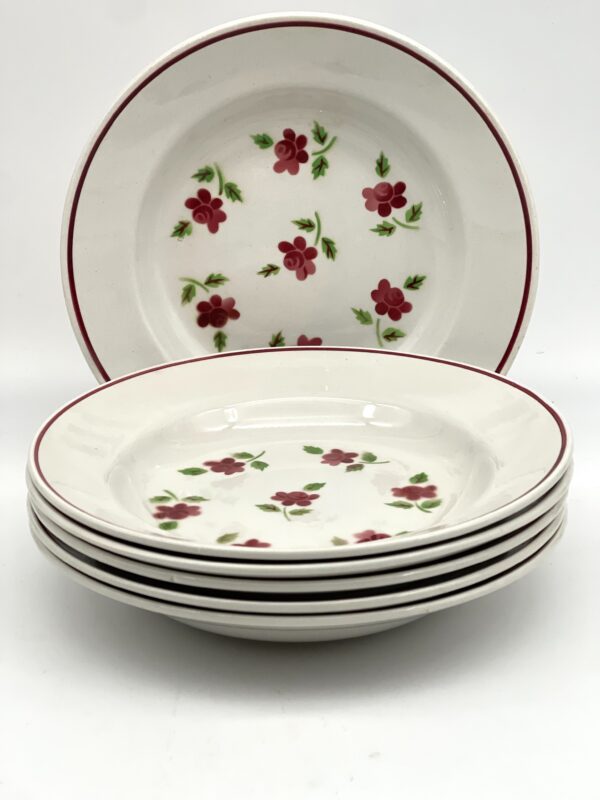 Assiette creuse Rosine Lunéville décor petites fleurs bordeaux – Image 2