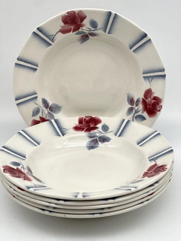 Assiette creuse Printemps Digoin Sarreguemines décor gris et bordeaux – Image 2