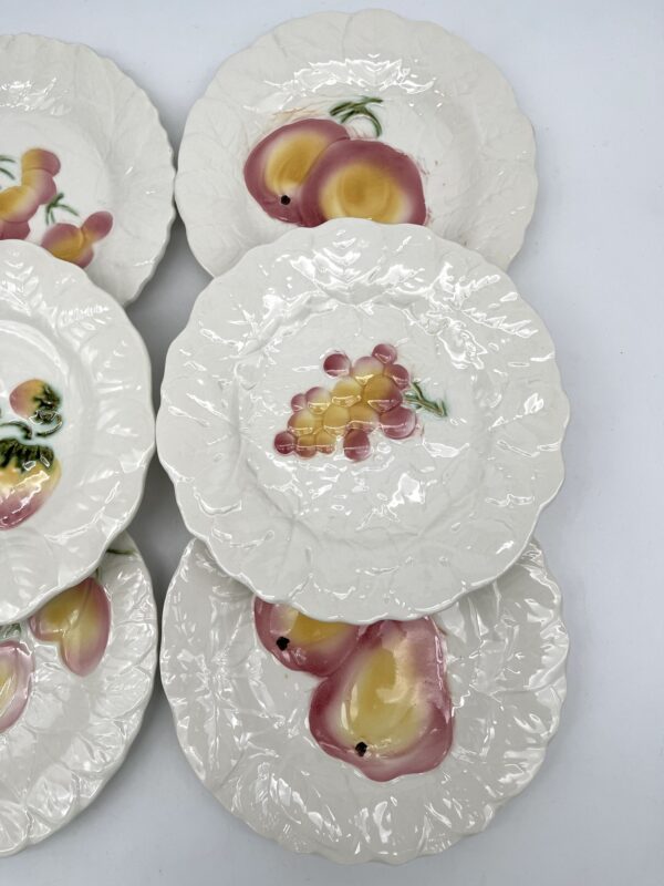 Lot de 6 assiettes à dessert en barbotine Sarreguemines décor fruits – Image 4