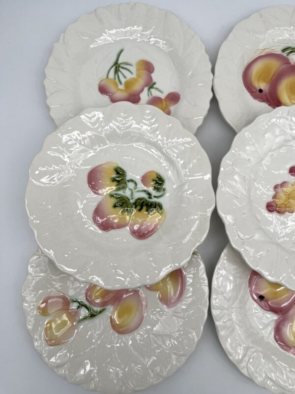 Lot de 6 assiettes à dessert en barbotine Sarreguemines décor fruits – Image 3