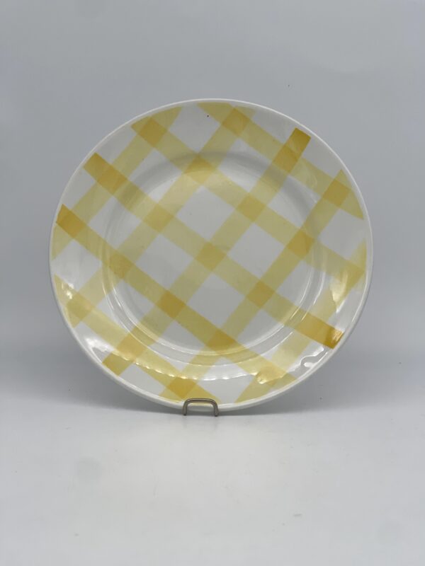 Assiette plate Moulin des Loups Nappe écossais jaune
