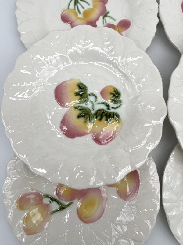 Lot de 6 assiettes à dessert en barbotine Sarreguemines décor fruits – Image 6