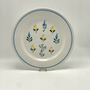 Assiette à dessert Champfleury Digoin Sarreguemines décor bleu clair et jaune