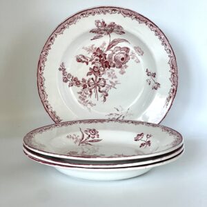 Assiette creuse Fontanges Sarreguemines décor rose