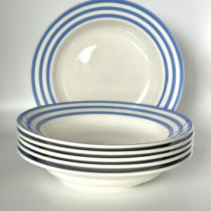 Assiette creuse rayure bleu ciel