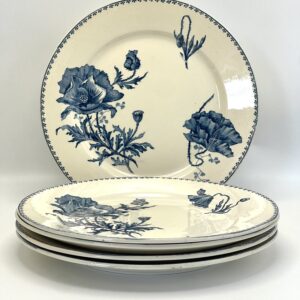 Assiette plate Féria U&C Sarreguemines décor pavot bleu