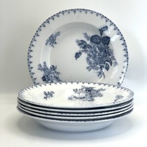 Assiette creuse Flore Sarreguemines décor gris bleu