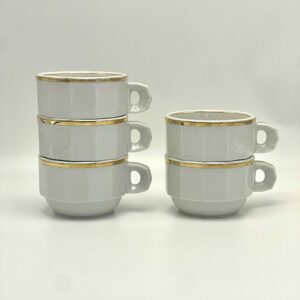 Tasse à café bistrot Pillivuyt blanche et liseret doré