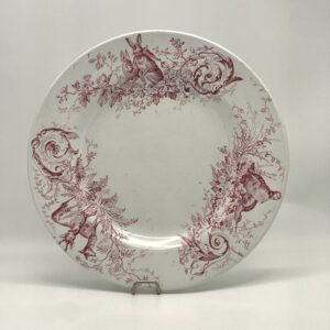 Assiette piedouche / petit plat Chasse Lunéville décor rose