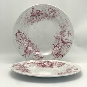 Assiette plate Lunéville Chasse décor rose