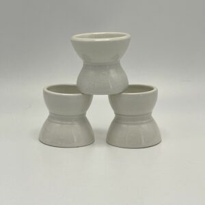 Lot de 3 coquetiers diabolos en faience blanche