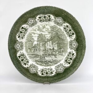 Grande assiette anglaise ou plat Ironstone Old Inns Series décor vert fonçé