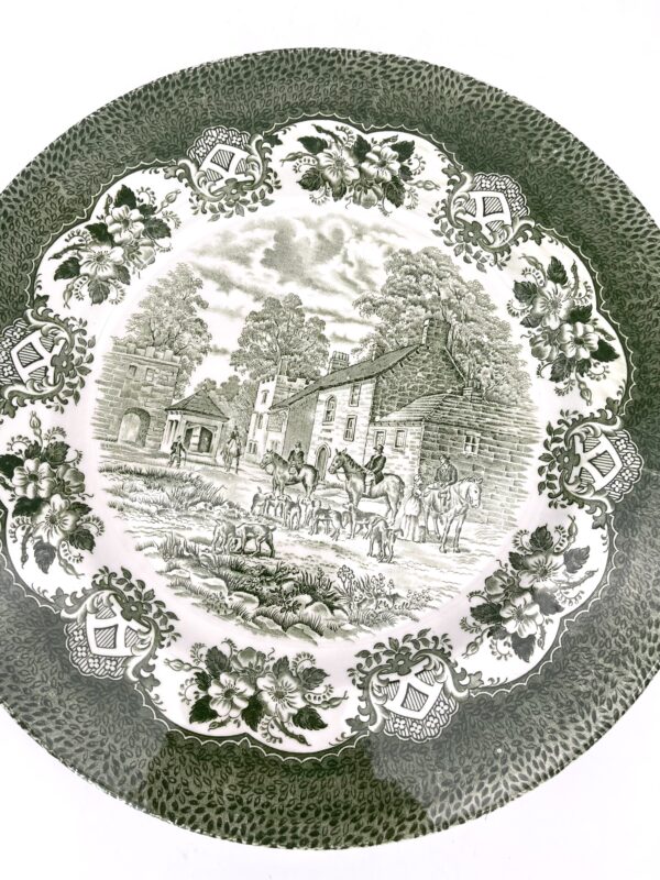 Grande assiette anglaise ou plat Ironstone Old Inns Series décor vert fonçé – Image 3