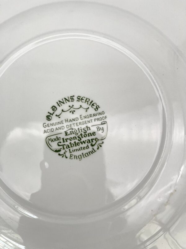 Grande assiette anglaise ou plat Ironstone Old Inns Series décor vert fonçé – Image 4
