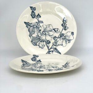 Assiette à dessert Trémières Salins décor bleu vert