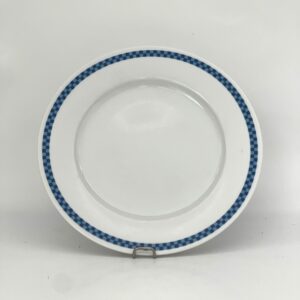 Assiette plate Lustucru décor damier bleu