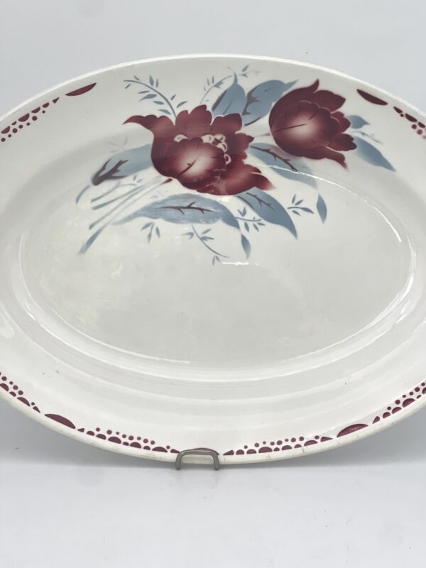 Plat ovale St Amand 4032 décor tulipes bordeaux – Image 2