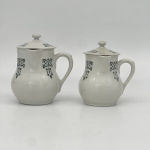 Duo Pot à lait et crémier décor vert Saint Uze