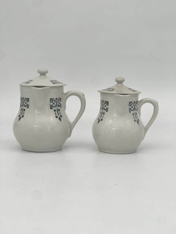 Duo Pot à lait et crémier décor vert Saint Uze