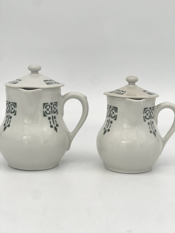 Duo Pot à lait et crémier décor vert Saint Uze – Image 2