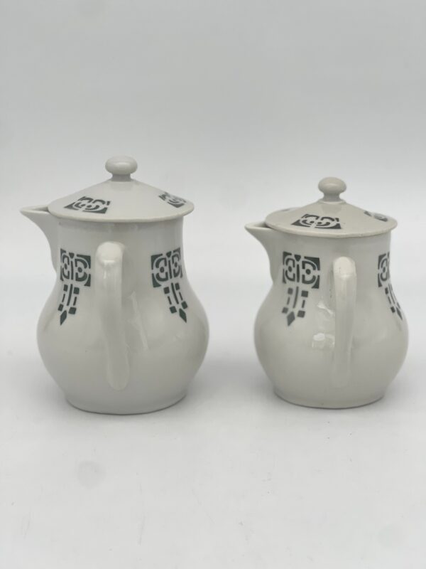 Duo Pot à lait et crémier décor vert Saint Uze – Image 3