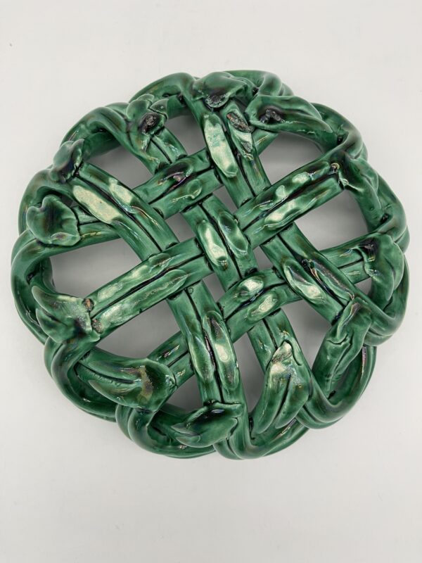 Coupe à fruits en faience tressée verte – Image 5
