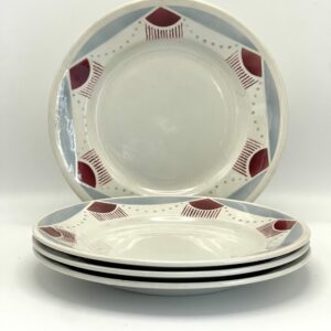 Assiette à dessert Linea Lunéville décor bordeaux et gris