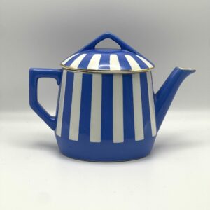 Theière Fox Trott Sarreguemines décor rayures bleues et blanches