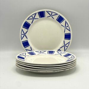 Assiette à dessert Lunéville Tregastel décor géométrique bleu