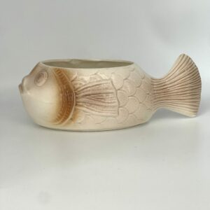 Saucière poisson en barbotine Salins beige et marron