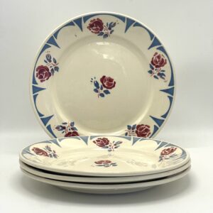 Assiette à dessert Badonviller 82 décor rose bordeaux et grise