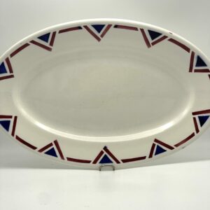 Plat ovale Salins Charbonnier Basque Terre de fer décor bleu et bordeaux