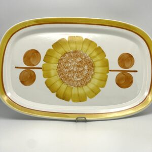 Plat Alice Digoin Sarreguemines décor tournesol jaune