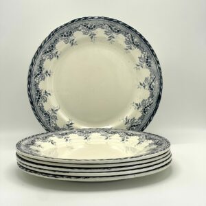 Assiette plate Salins Villa Terre de Fer décor bleu gris