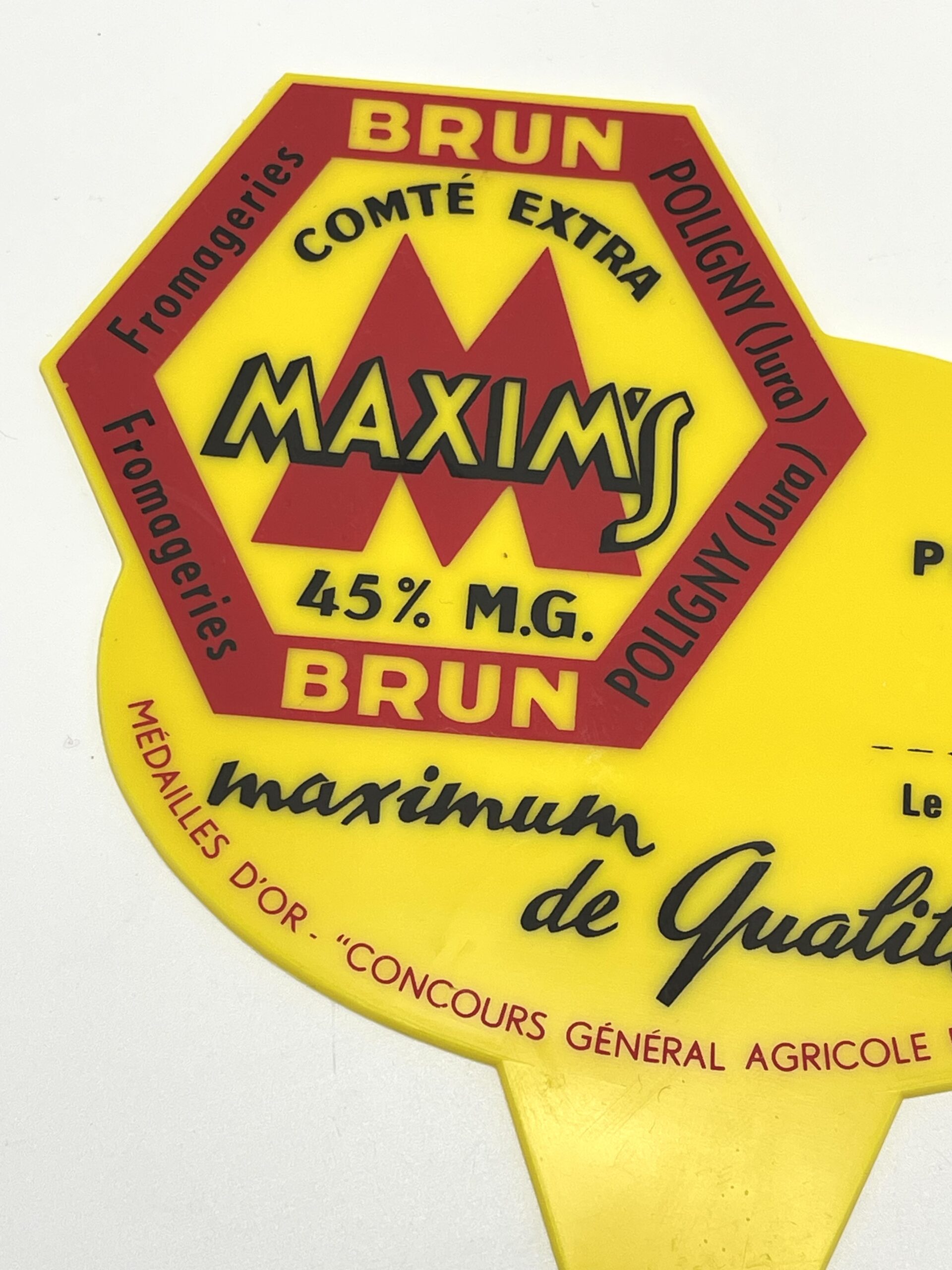 Etiquette publicitaire Fromageries Brun Comté extra Maxim's Poligny – Image 3