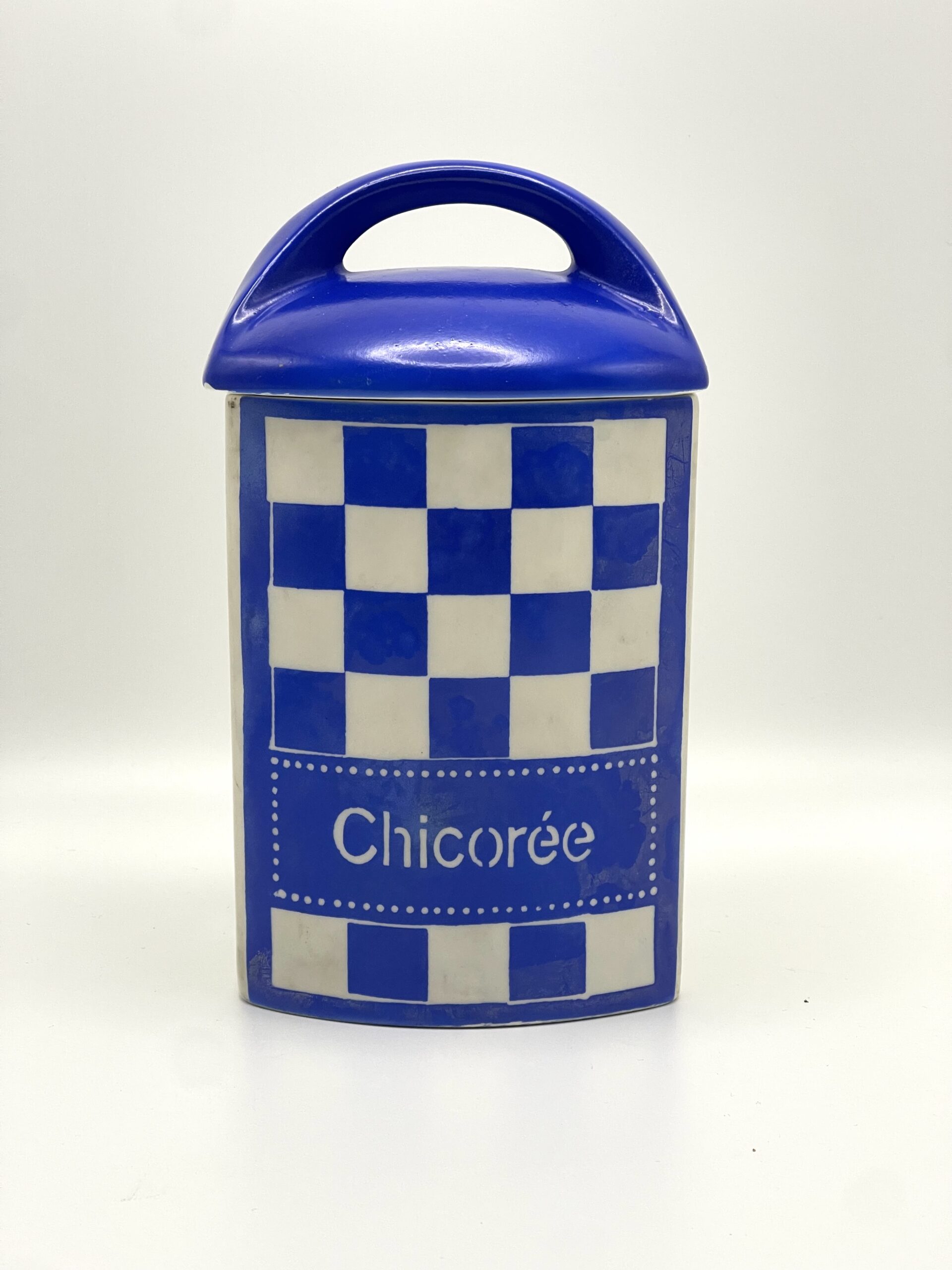 Pot à Chicorée Gerda Ditmar Urbach décor damier bleu