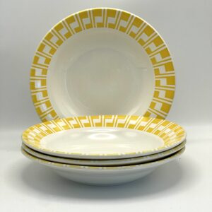 Assiette creuse Sarreguemines décor géométrique jaune
