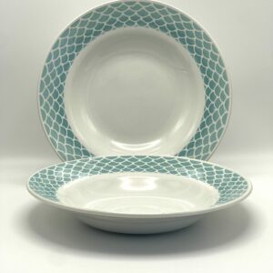 Assiette creuse badonviller décor turquoise