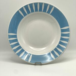 Assiette creuse décor tourquoise et blanc