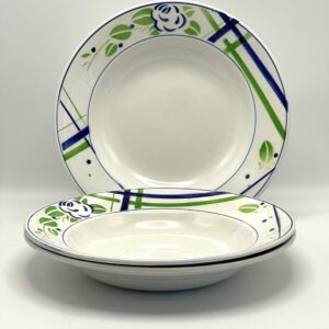 Assiette creuse Beaulieu Digoin Sarreguemines décor vert et bleu