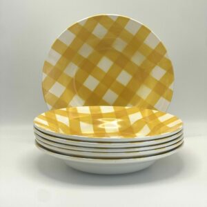 Assiette creuse Digoin Sarreguemines Ecossais jaune