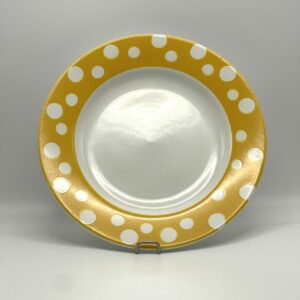 Assiette plate Digoin Sarreguemines jaune à pois