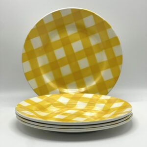 Assiette plate Digoin Sarreguemines écossais jaune