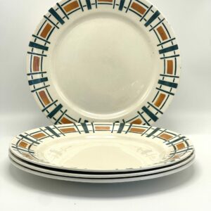 Assiette plate Quiberon Badonviller décor vert et orange